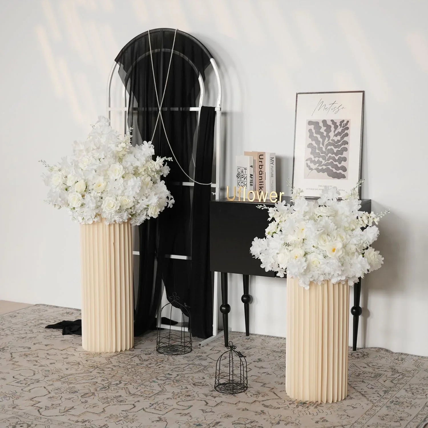 Uflower White Wedding Table Centerpiece Flower Arrangement MB80069 - Uflower