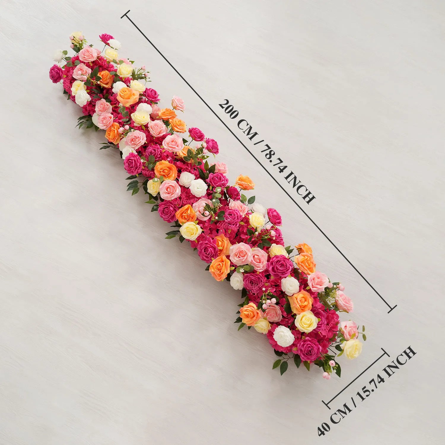 Uflower Orange Pink Table Runner Sofa Floral Wedding Backdrop Decor MC80096-03