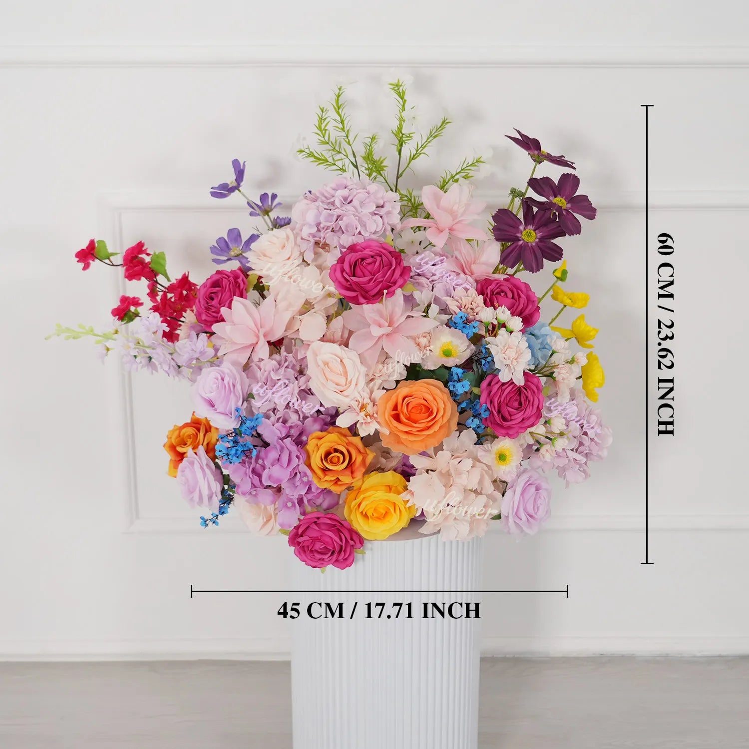 Uflower Colorful Artificial Wedding KT Backdrop Flower Row Decor SET80081