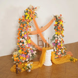 Uflower Orange Yellow Flower Horn Arch Wedding Party Birthday Backdrop Decor SET80139 - Uflower