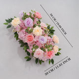 Uflower Artificial Pink Purple Rose Green Leaf Flower Row Wedding KT Backdrop Decor MC80139-01 - Uflower
