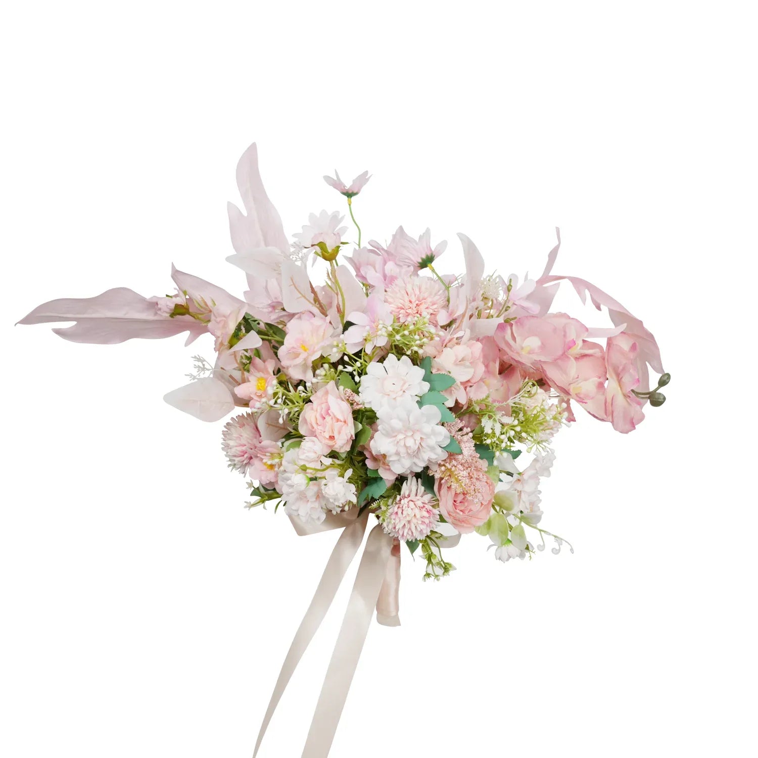 Uflower Pink White Series Bride Bouquet Wrist Corsage Groom Boutonniere Wedding Event Supplies SET80080-09 - Uflower