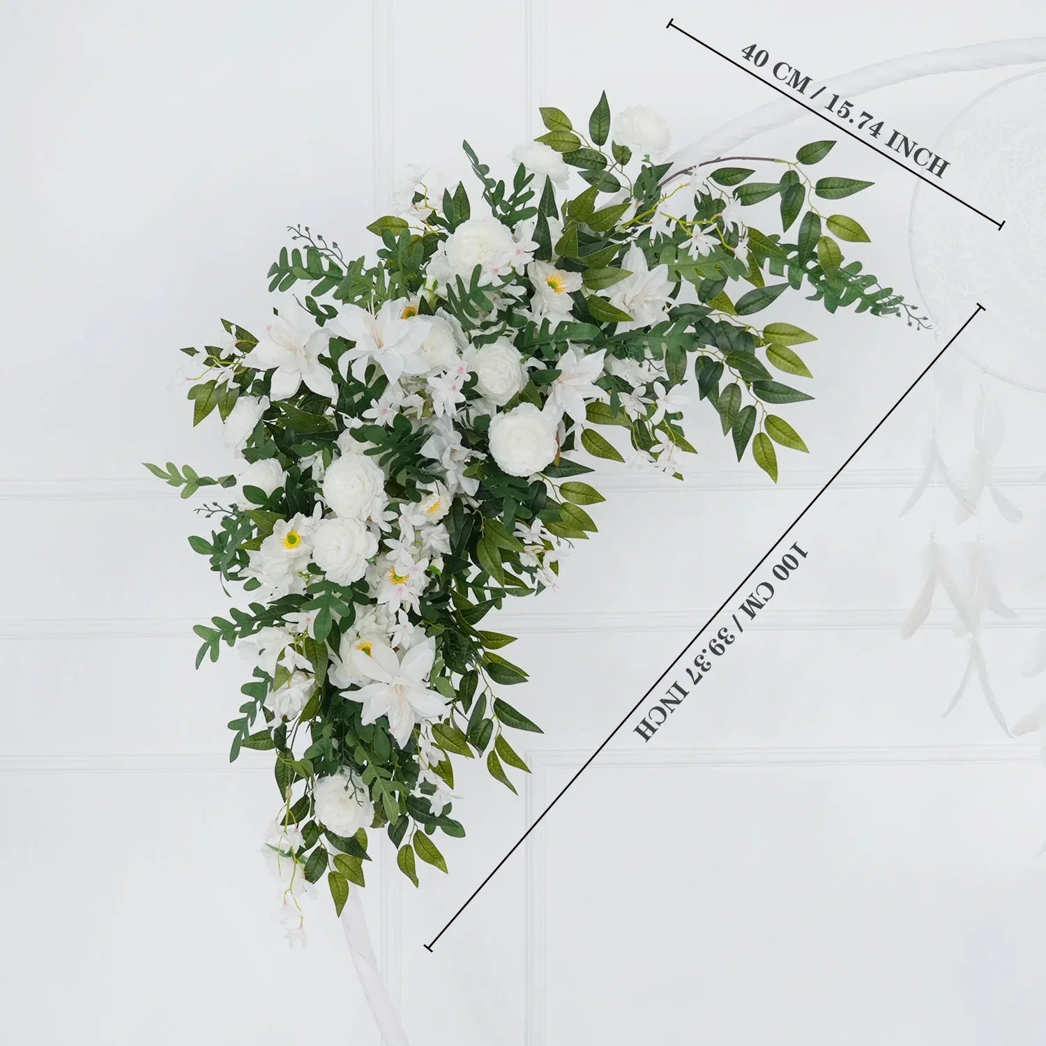 Uflower Artificial White Flower Row KT Background Wedding Decor SET80062 - Uflower