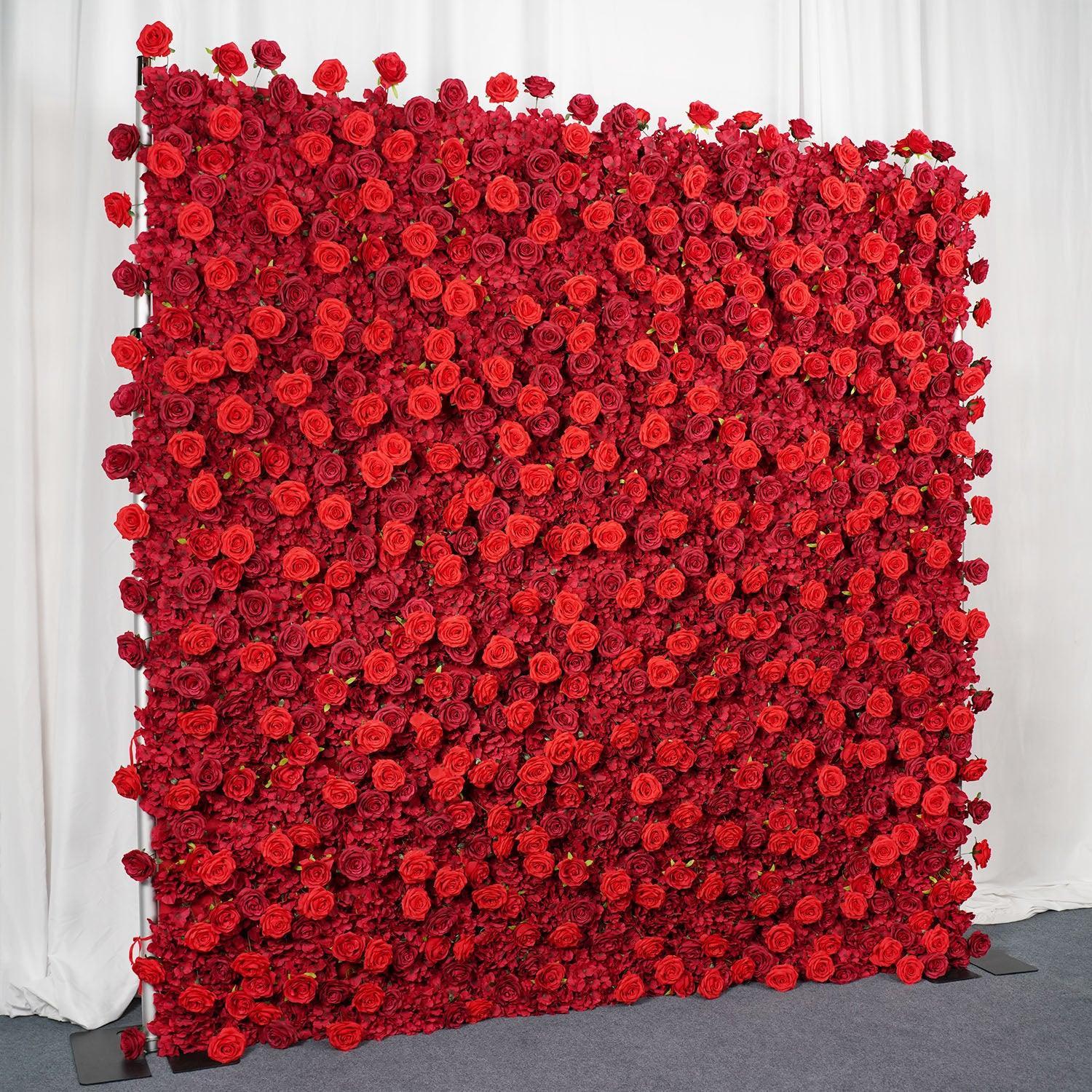 Uflower Artificial Red Rose Flower Wall Wedding Roller Blind Decor SET80013 - Uflower