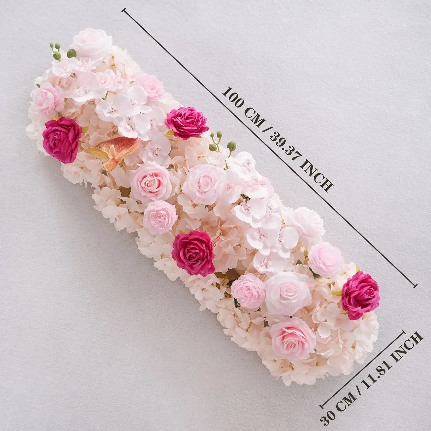 Uflower Pink Floral Arrangement Wedding Arch Backdrop Party Flower Row Decor SET80169 - Uflower