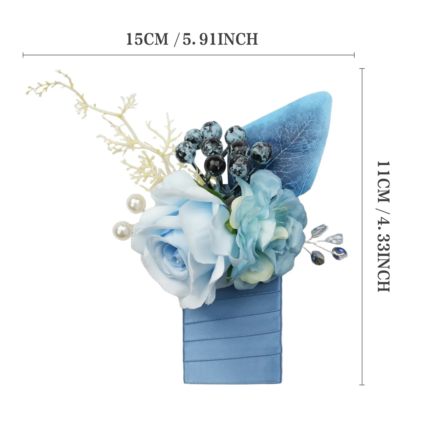 Uflower Boutonnieres in Dusty Blue with Card MG80007-02*6