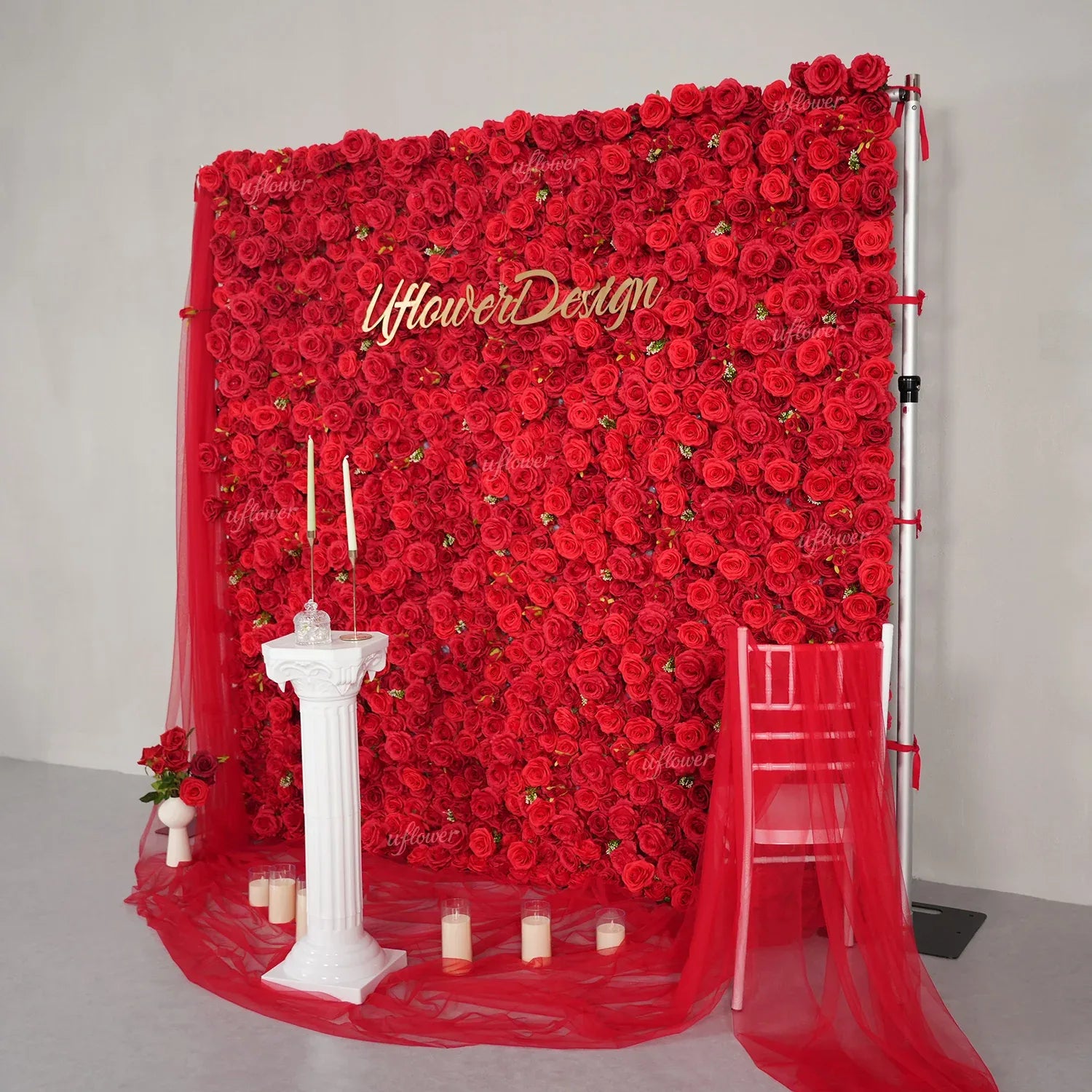 Uflower Red Rose Flower Wall Backdrop Wedding Party Decoration SET80200 - Uflower