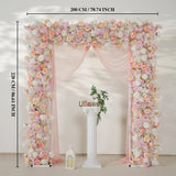 Uflower Pink White Rose Floral Square Arch Wedding Party Backdrop Decoration SET80138 - Uflower