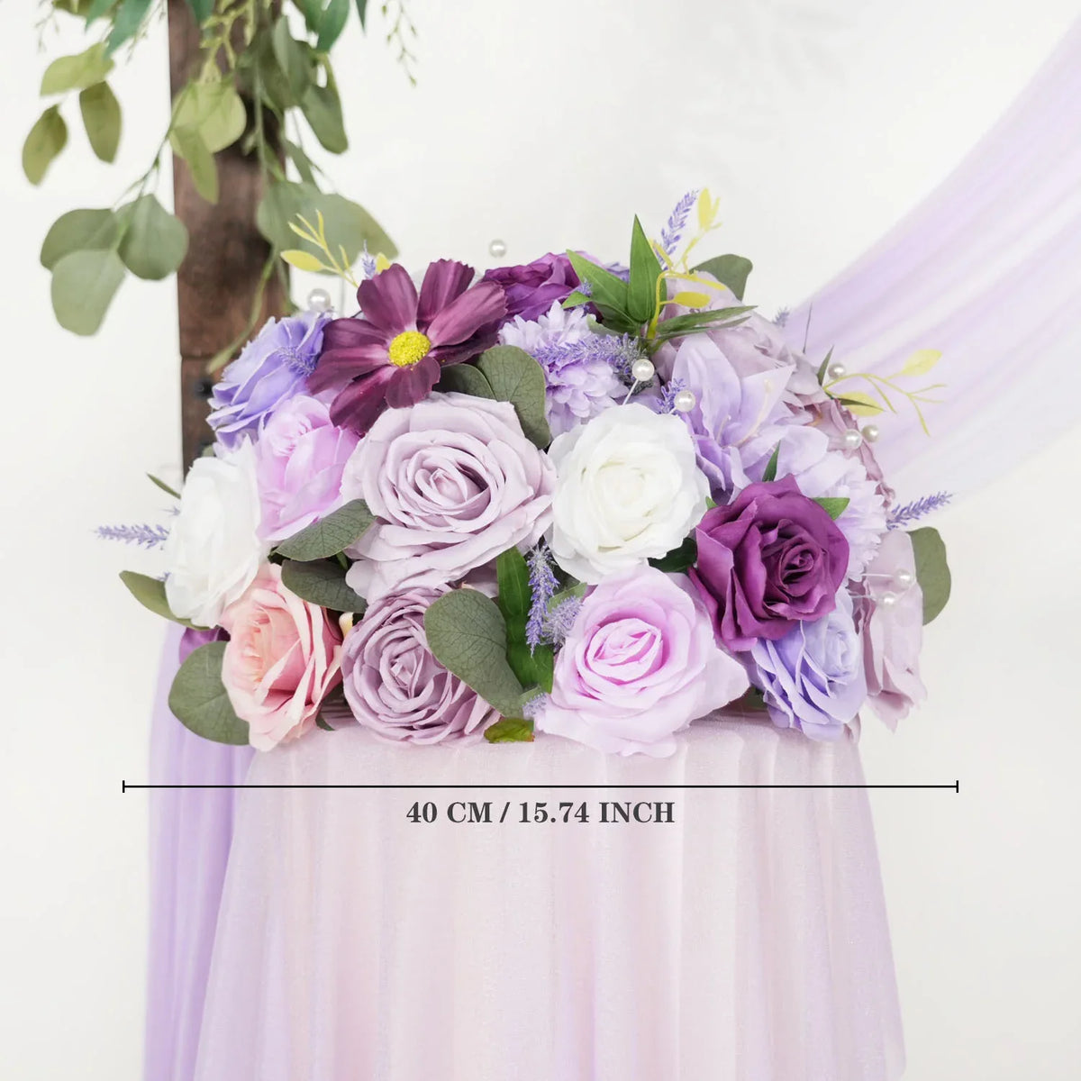 Uflower Purple Green Hanging Artificial Flower Corner Floral SET80038 - Uflower