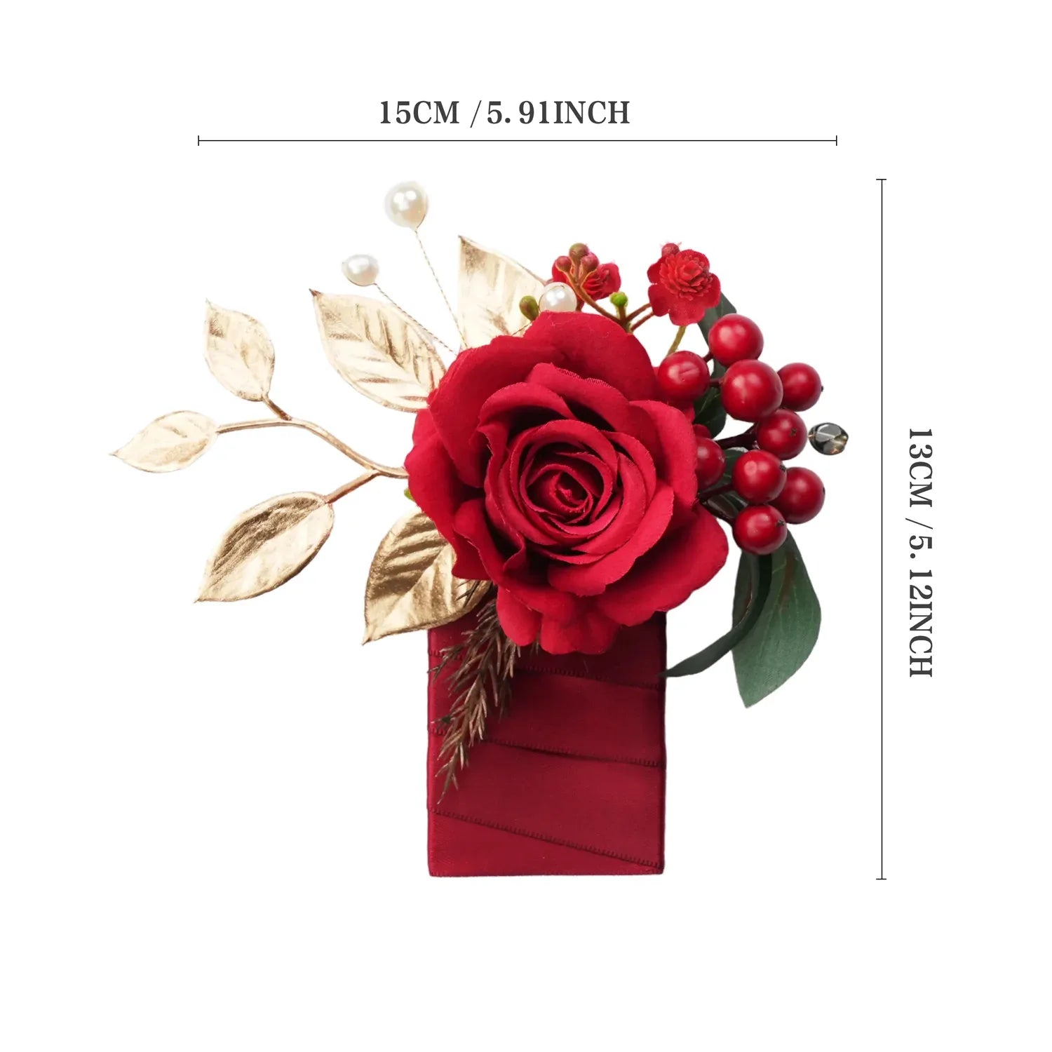 Uflower Boutonnieres in Red With Card MG80002-02 - Uflower