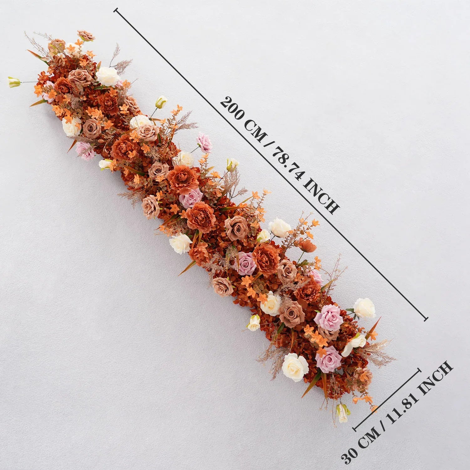 Uflower Artificial Autumn Brown Flower Row Sofa Table Runner Floor Flower Arrangement MC80117-01 - Uflower