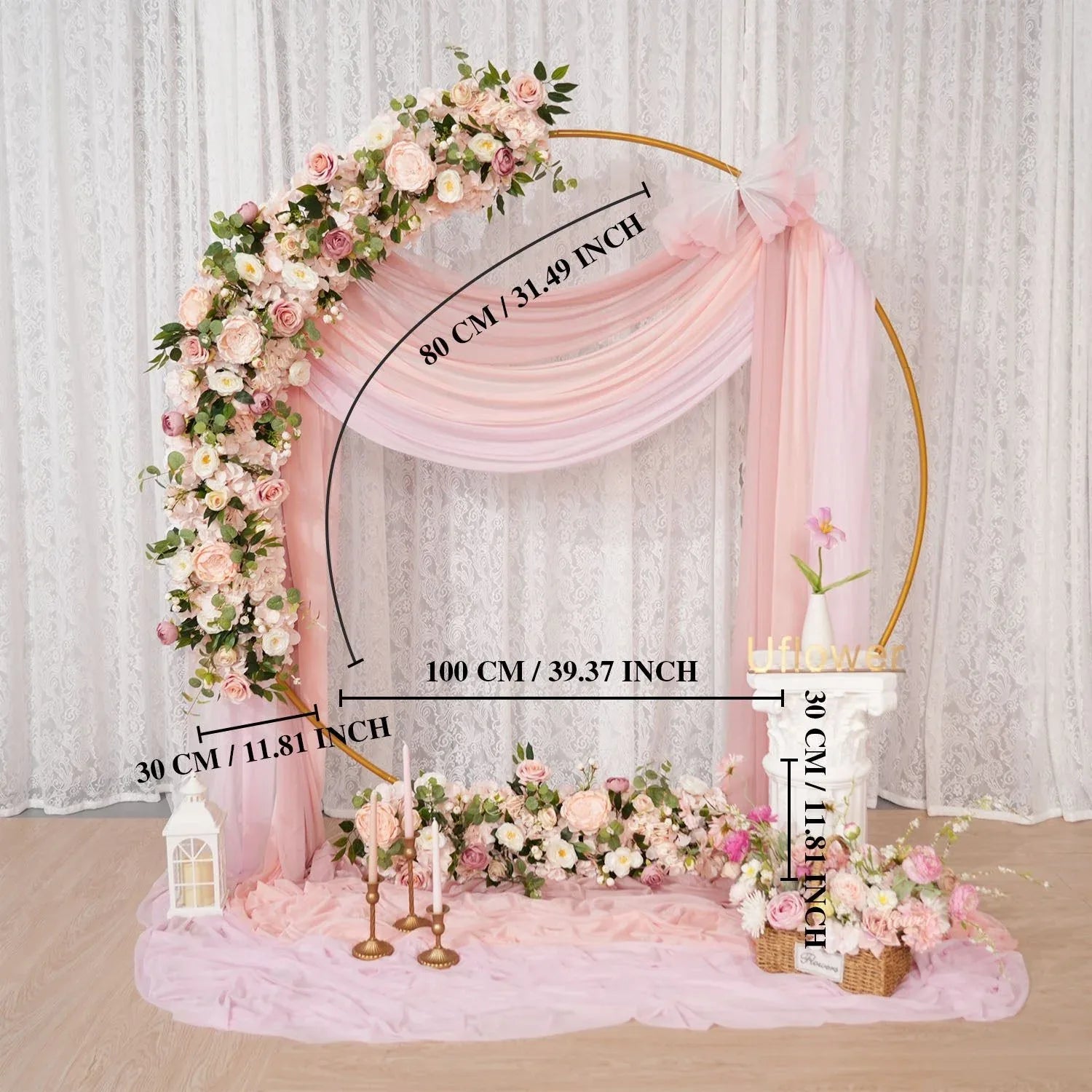 Uflower Artificial Pink Rose Flower Row Wedding KT Backdrop Decor SET80172 - Uflower