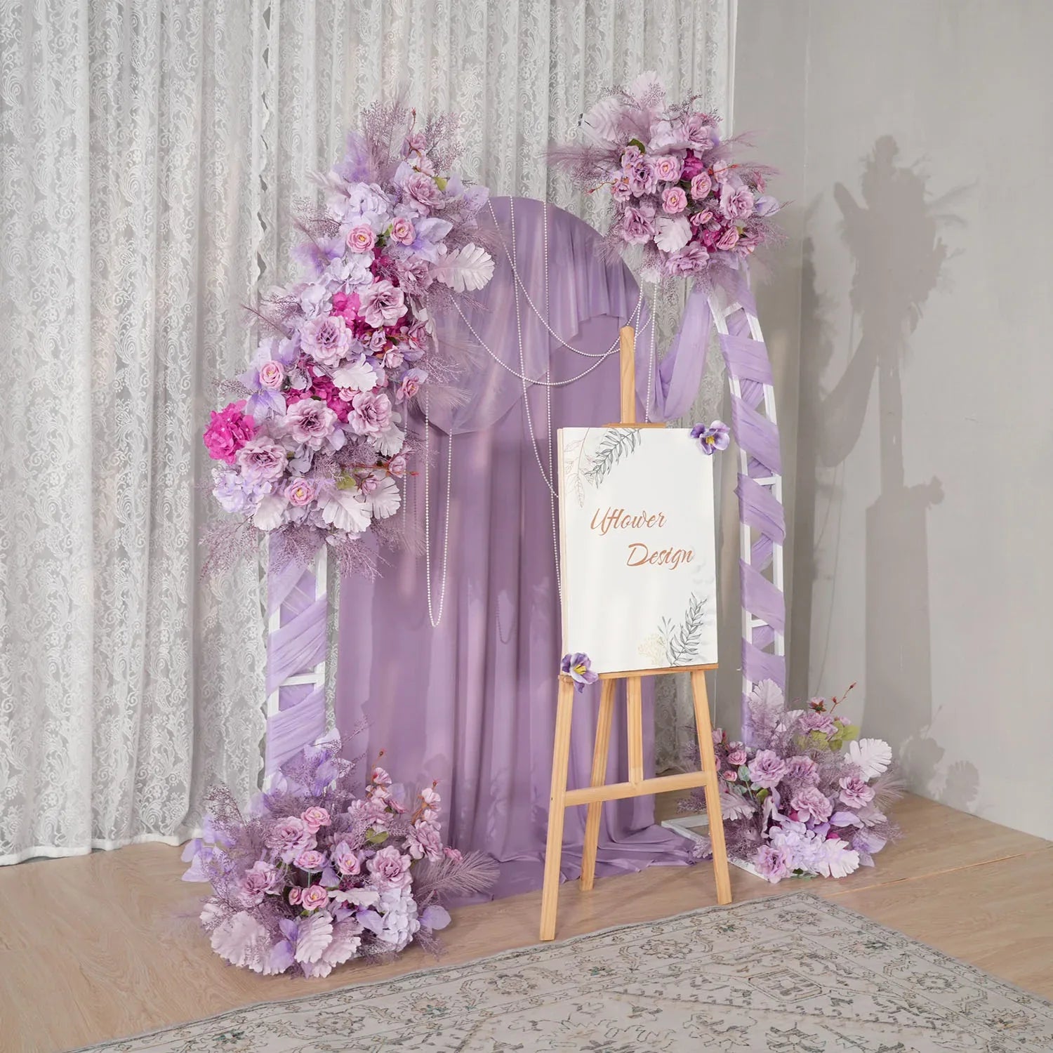 Uflower Purple Flower Arrangement Wedding Party Backdrop Floral Props SET80156 - Uflower