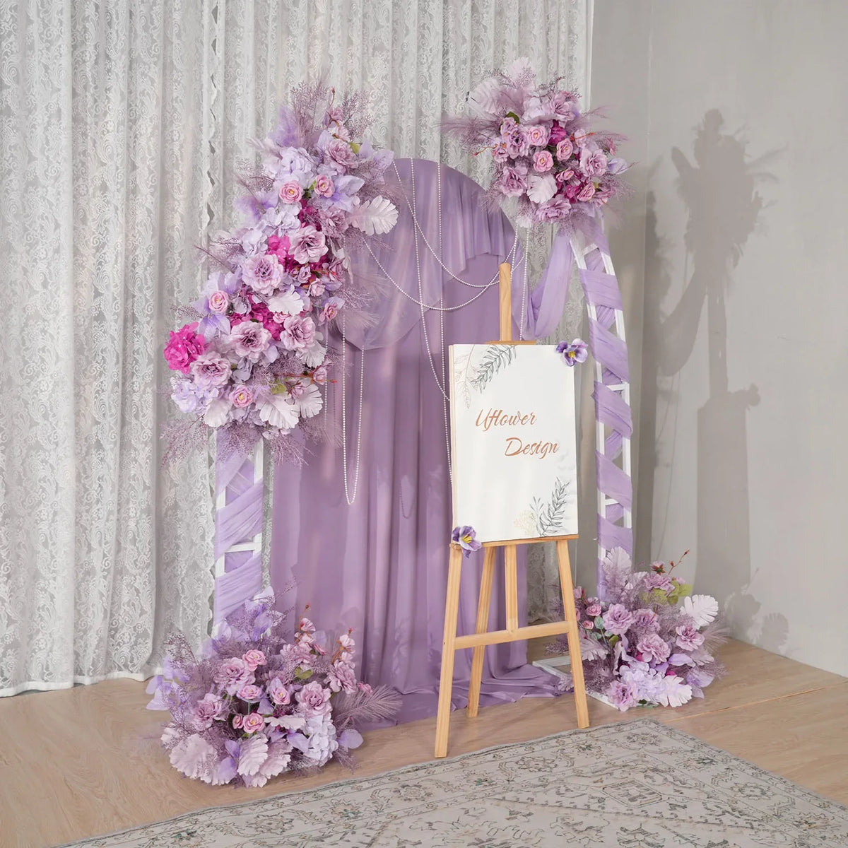 Uflower Purple Flower Arrangement Wedding Party Backdrop Floral Props SET80156 - Uflower