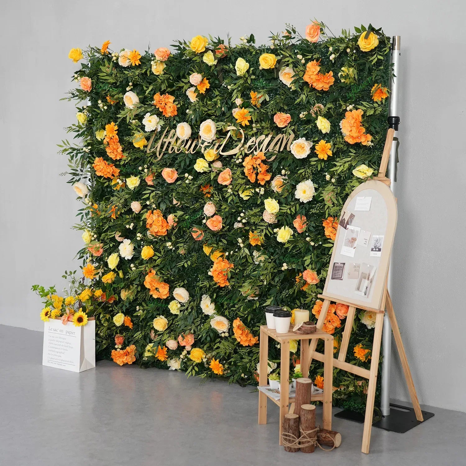 Uflower Autumn Orange Yellow Flower Wall Fall Wedding Party Event Decor SET80198 - Uflower