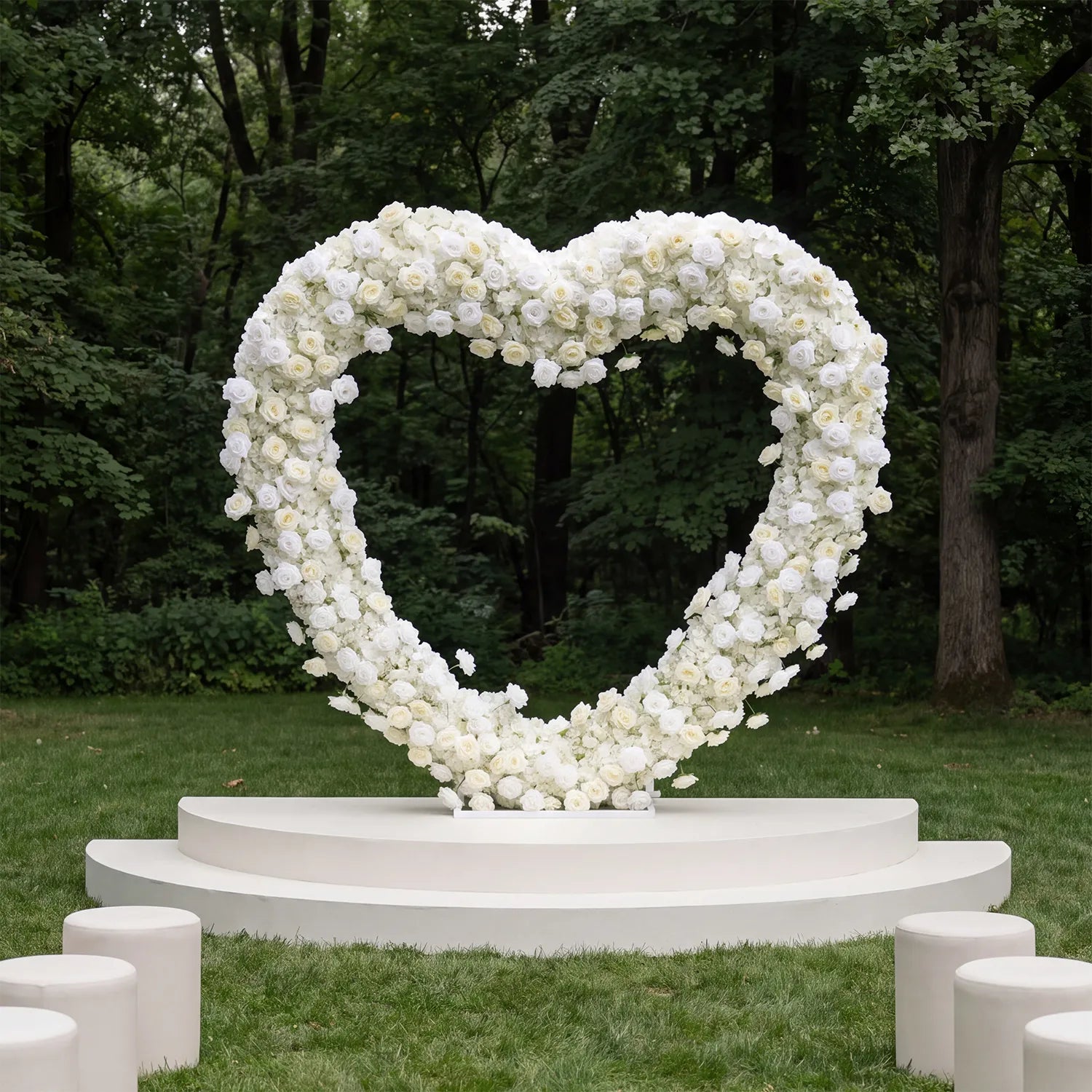 Uflower 2m*2m White Rose Heart-Shaped Arch Wedding Decor MC80015