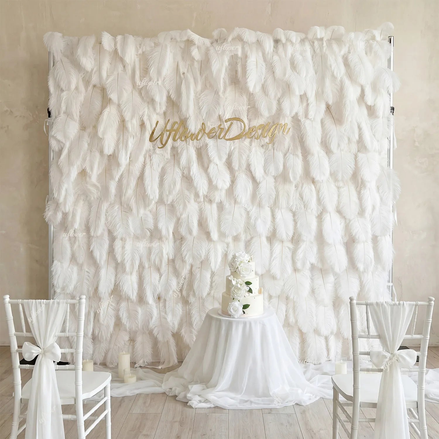Uflower Artificial White 5D Flower Wall Wedding Backdrop Deco Birthday Party SET80104