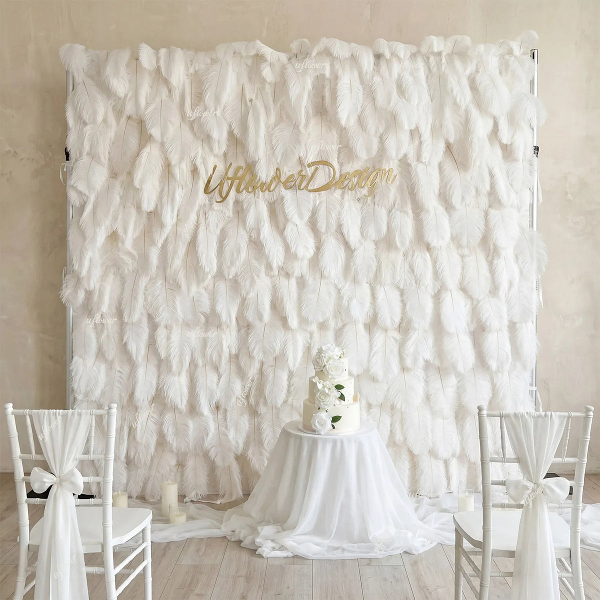 Uflower Mur de fleurs artificielles blanches 5D pour mariage, décoration de fond, fête d'anniversaire SET80104