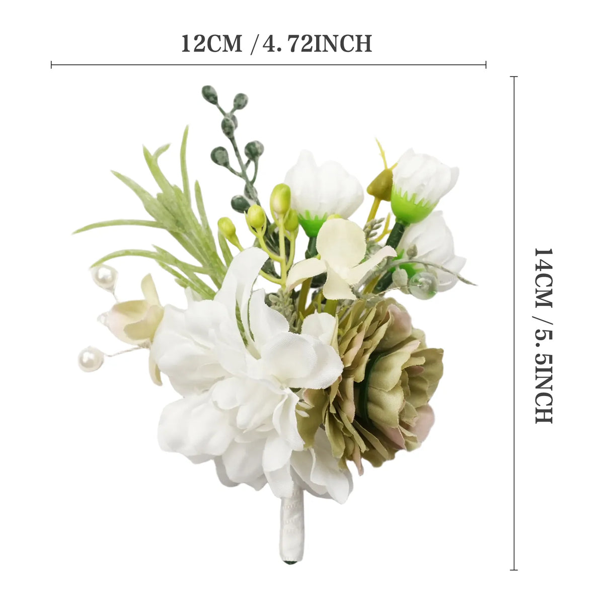 Uflower Boutonnieres in Green White MG80008-03*6