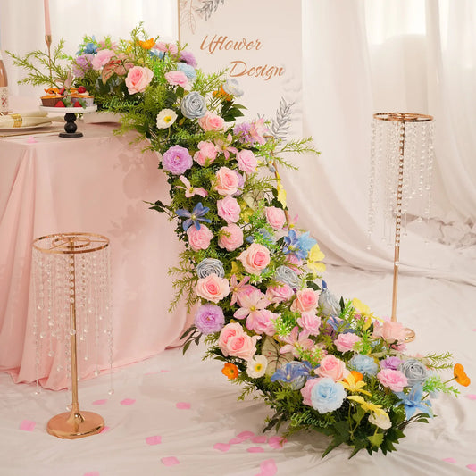 Uflower Colored Table Runner Sofa Floral Wedding Backdrop Decor MC80218