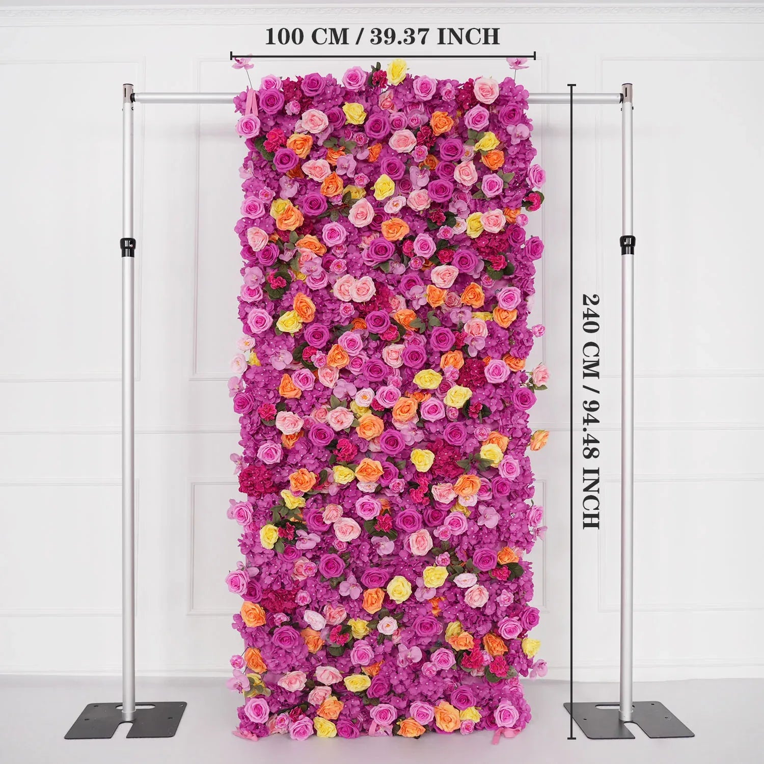 Uflower Flower Wall Hot Pink Orange Rose Floral Backdrop Wedding Party Proposal Decor Banquet Supplies SET80106 - Uflower