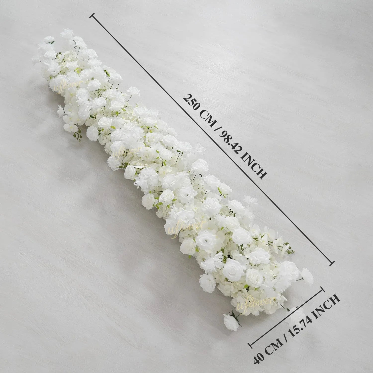Uflower White Orchid Rose Table Runner Sofa Floral Wedding Backdrop Decor SET80185 - Uflower