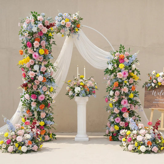 Uflower Artificial Colored Wedding KT Backdrop Flower Row Decoration SET80123
