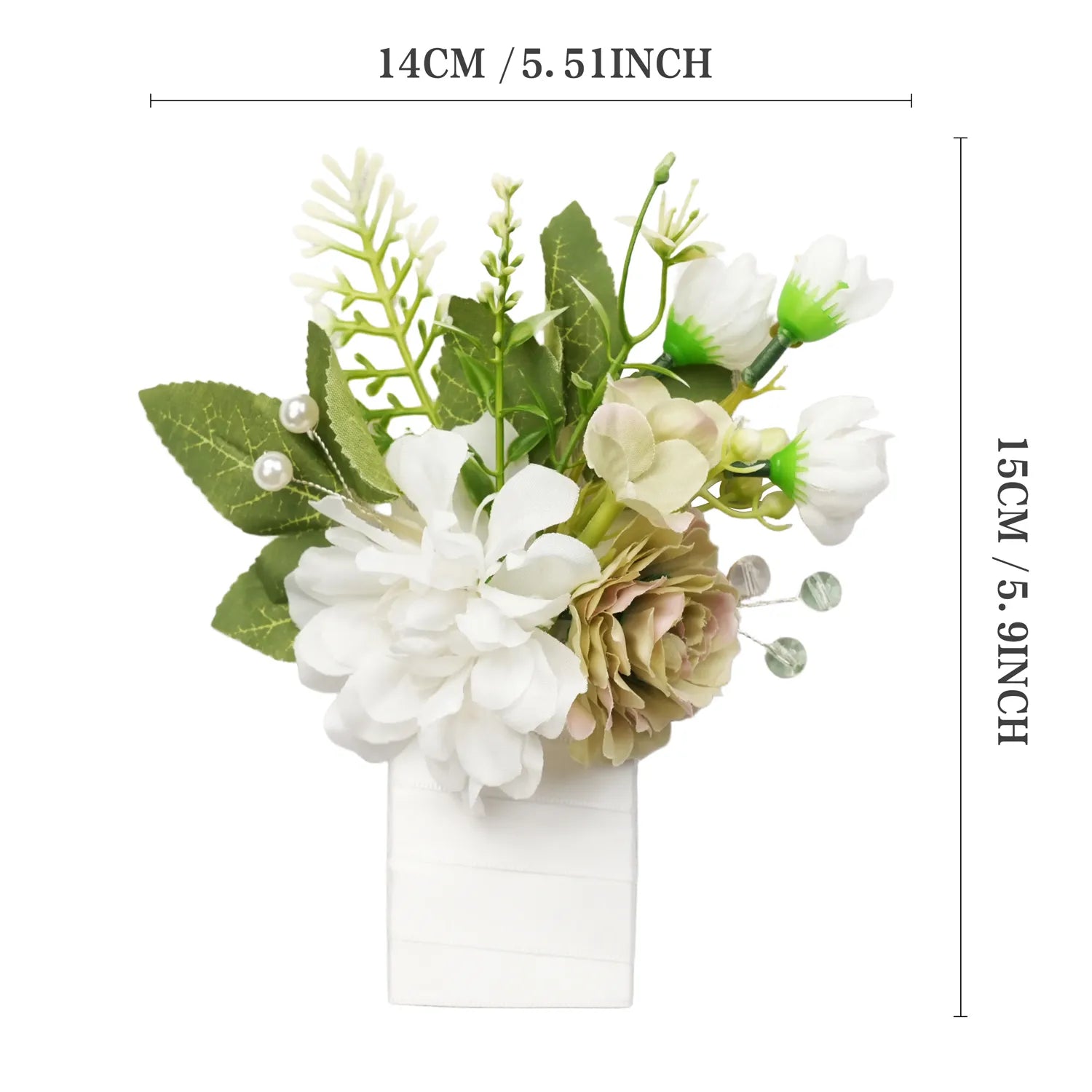 Uflower Boutonnieres in Green White with Card MG80008-02*6