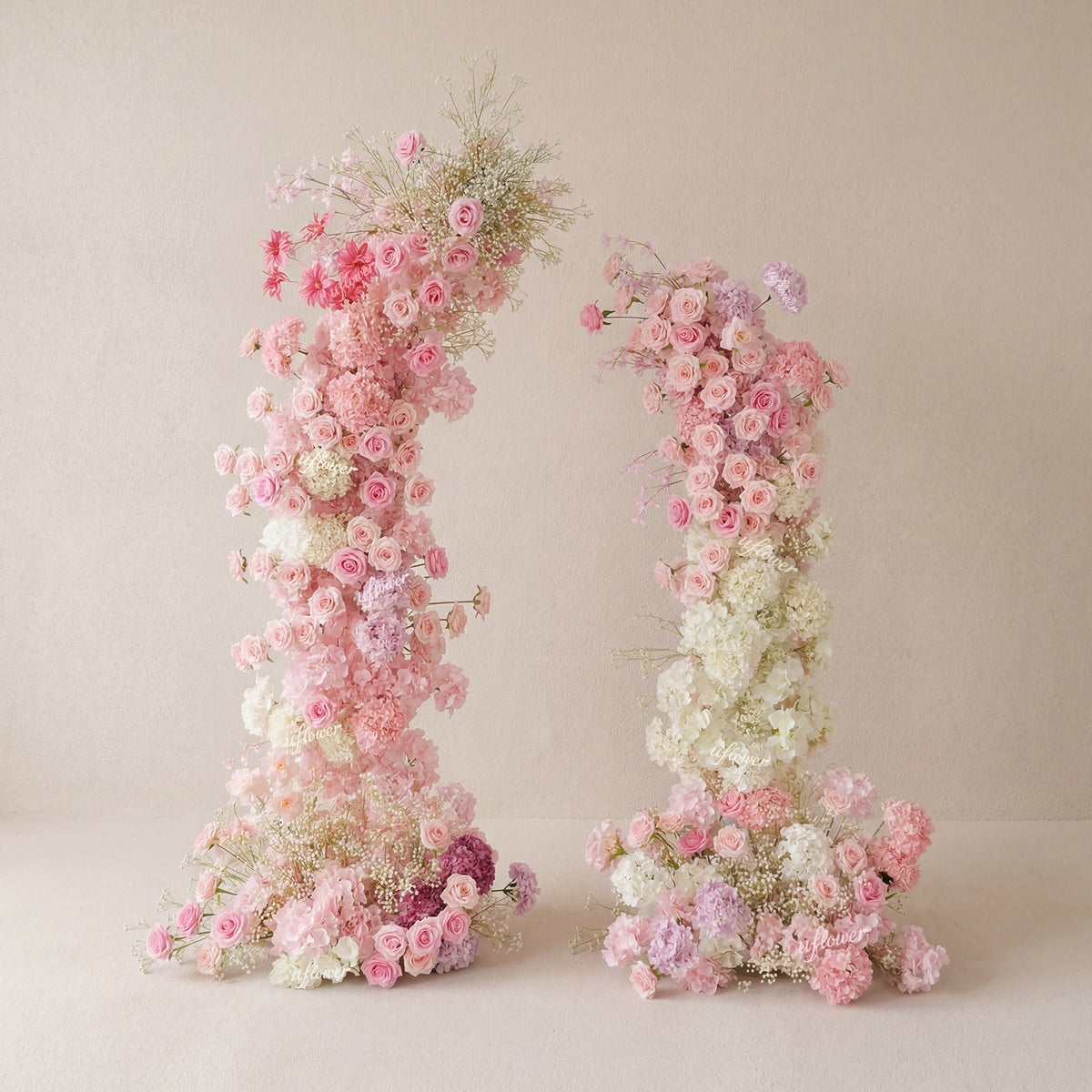 Uflower Décoration d'arche florale rose et blanche pour fête de mariage SET80238