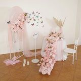 Chemin de table rose Uflower, décor floral de canapé, toile de fond de mariage SET80213