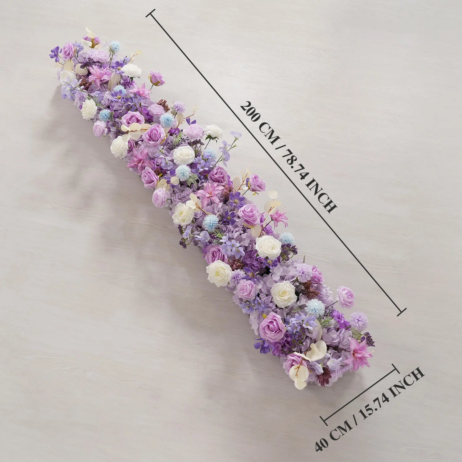 Uflower Purple Table Runner Sofa Floral Wedding Backdrop Decor MC80093-05