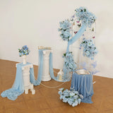 Uflower Blue Flower Wedding Backdrop Arch Floral Arrangement SET80214