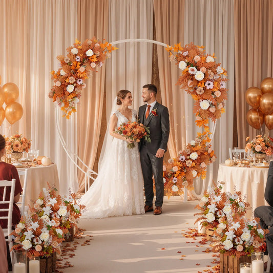 Artificial Orange Wedding KT Backdrop Flower Row Decor SET80073 - Uflower