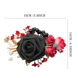 Uflower Black & Red Wrist Corsages for Weddings & Events MG80011-04*6