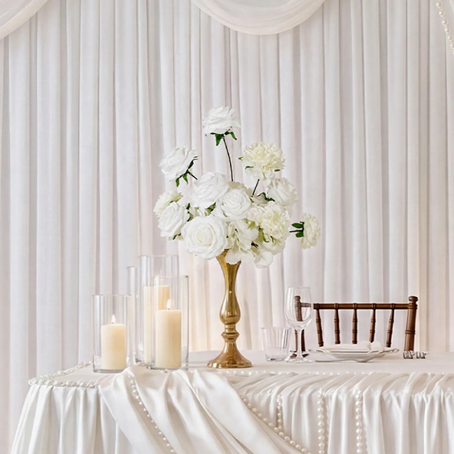 Uflower Elegant Minimalist White Sweetheart Table Decor | One-Stop Styling