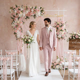 Uflower Wedding Backdrop Pink Rose Green Leaf Floral Arrangement SET80128 - Uflower