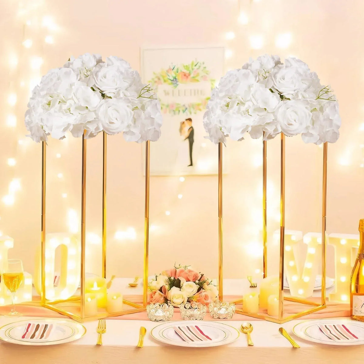 Uflower 30CM-35CM Artificial Flower Table Centerpiece Party Wedding Backdrop Decor MB80002-01 - Uflower