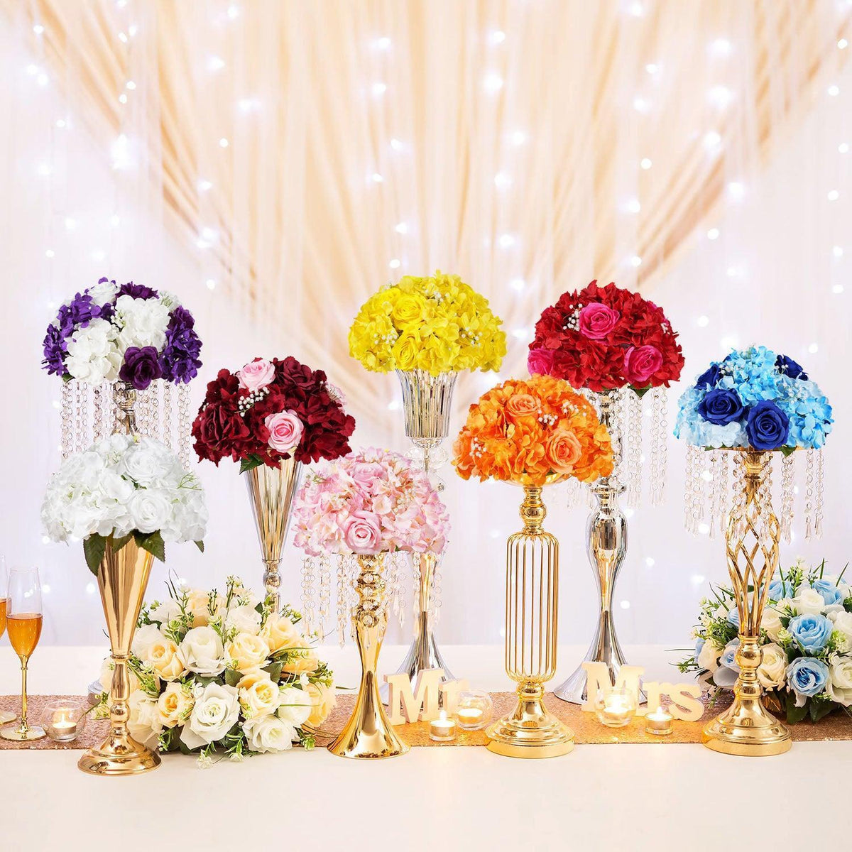 Uflower 30CM-35CM Artificial Flower Table Centerpiece Party Wedding Backdrop Decor MB80002-01 - Uflower