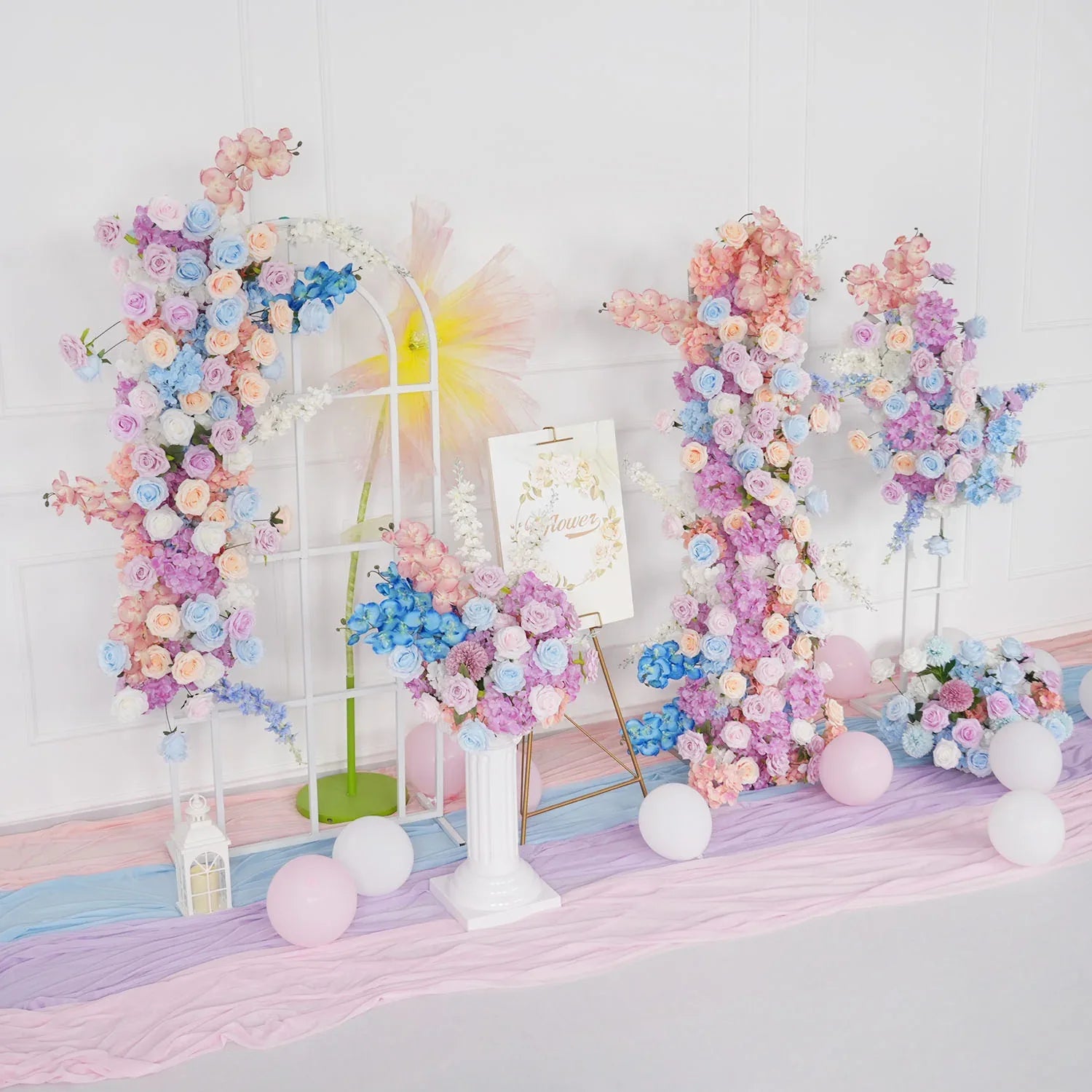 Uflower Purple Blue Rose Wedding Background Arch KT Board Decoration Flower Arrangement SET80105 - Uflower