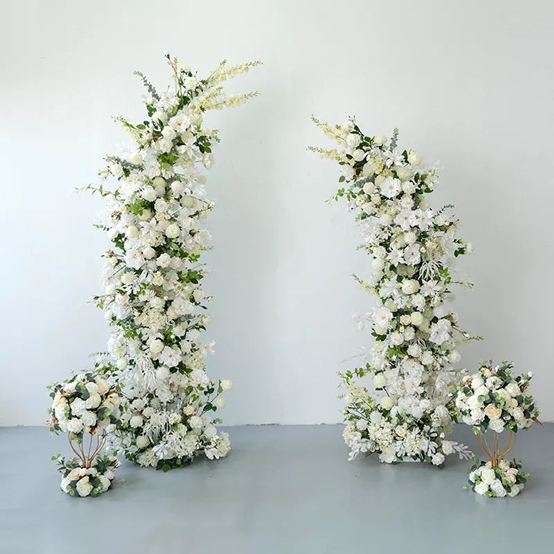 Uflower Blanc Vert Floral Arrangement Corne Arche Toile de Fond de Mariage Accessoires SET80189
