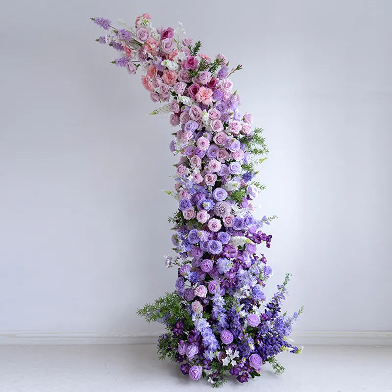 Uflower Purple Horn Arch Floral Arrangement Wedding Backdrop Props SET80183