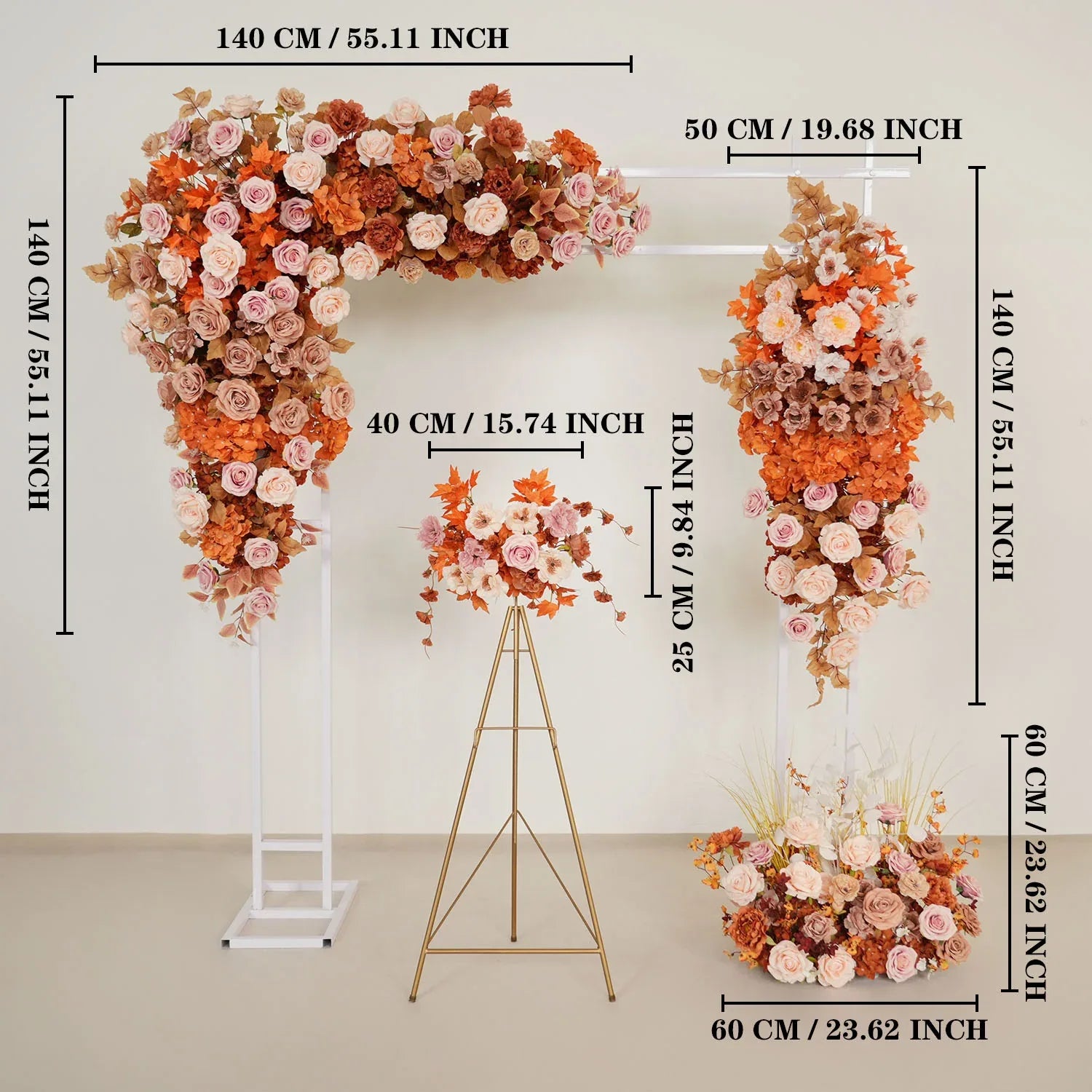 Uflower Artificial Autumn Pink Flower Row Wedding KT Backdrop Decor SET80122 - Uflower