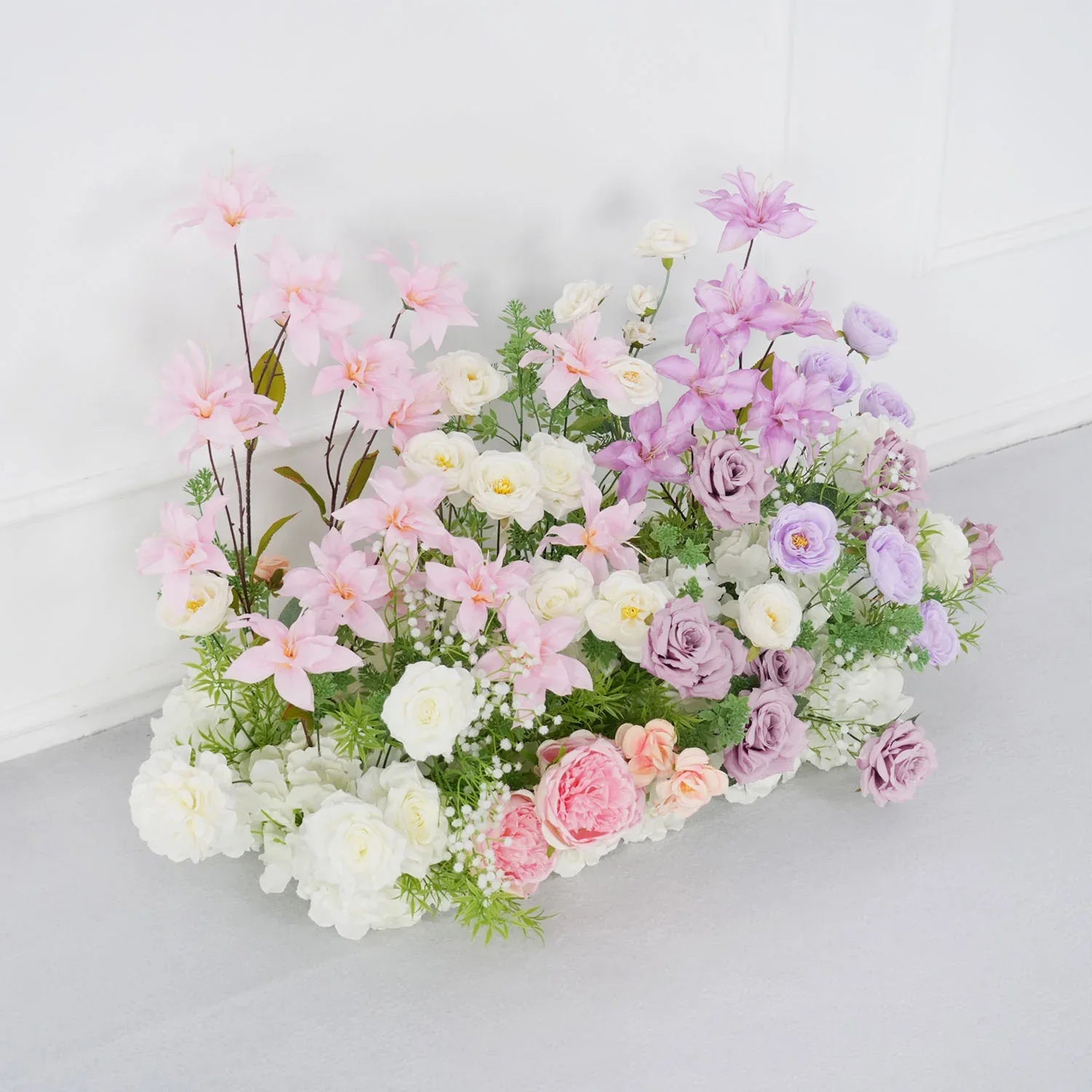 Uflower Artificial Purple Pink Wedding KT Backdrop Flower Row Decor SET80077 - Uflower