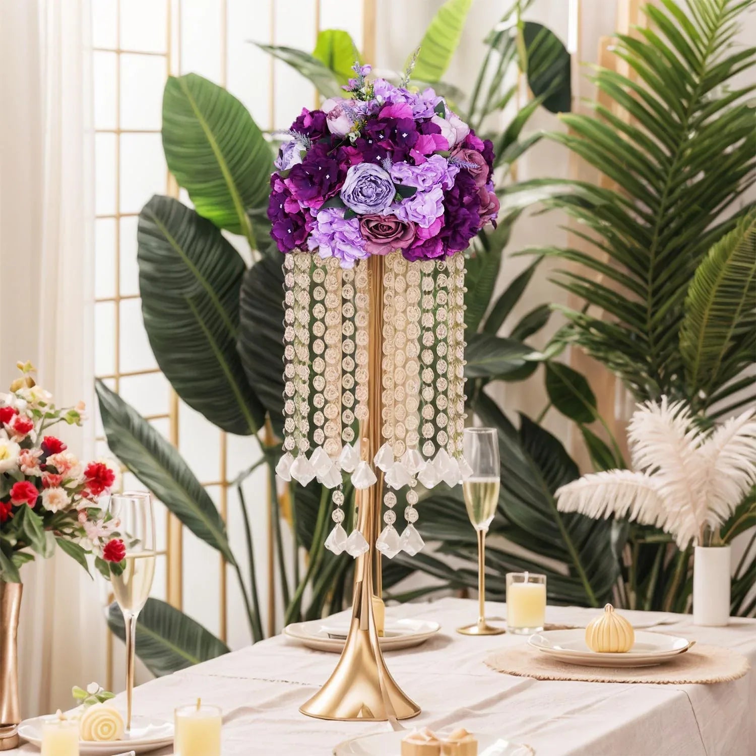 Uflower 35cm Artificial Purple Flower Table Centerpiece MB80028 - Uflower