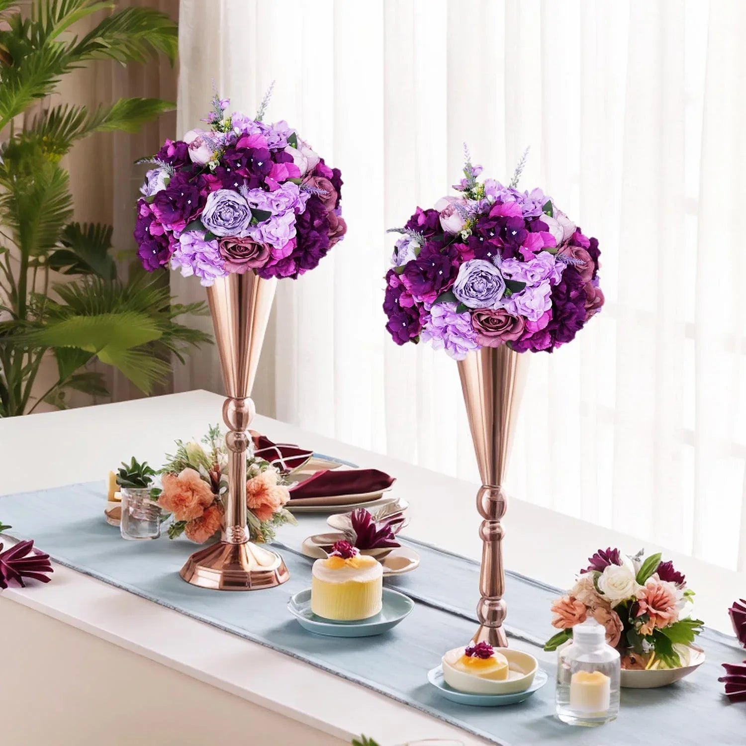 Uflower 35cm Artificial Purple Flower Table Centerpiece MB80028 - Uflower