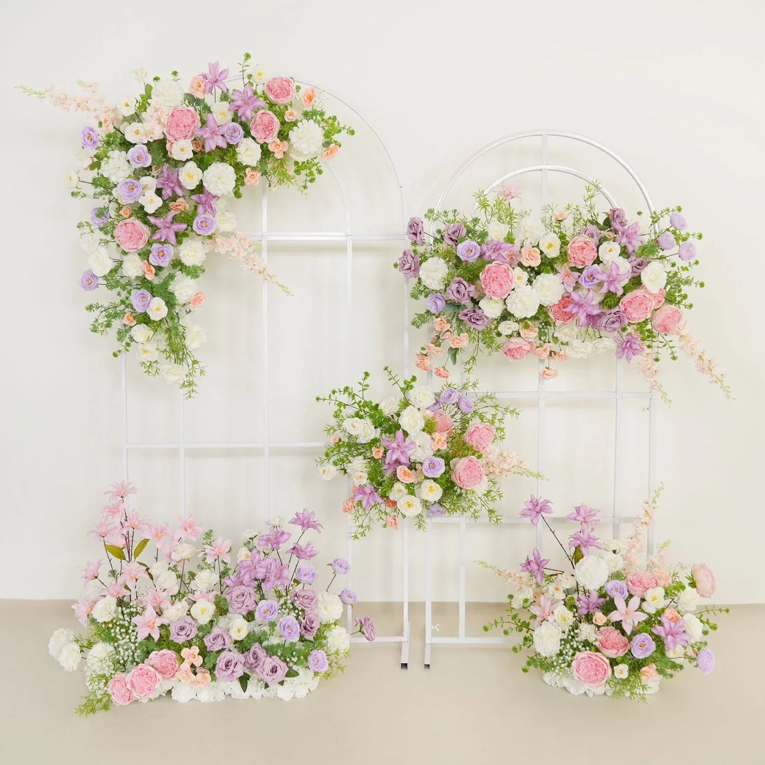 Uflower Artificial Purple Pink Wedding KT Backdrop Flower Row Decor SET80077 - Uflower