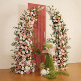 Uflower Blush Pink White Flower Horn Arch Wedding Party Birthday Backdrop Decor SET80191 - Uflower