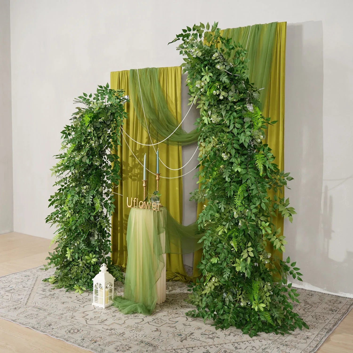 Uflower Green Leaf Horn Arch Wedding Party Backdrop Decor SET80125 - Uflower