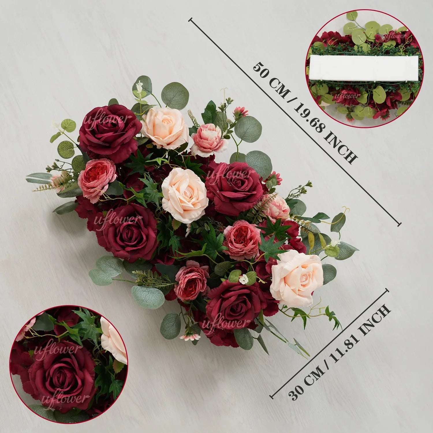 Uflower Artificial Red Rose Flower Row Wedding KT Backdrop Decor MC80124 - Uflower