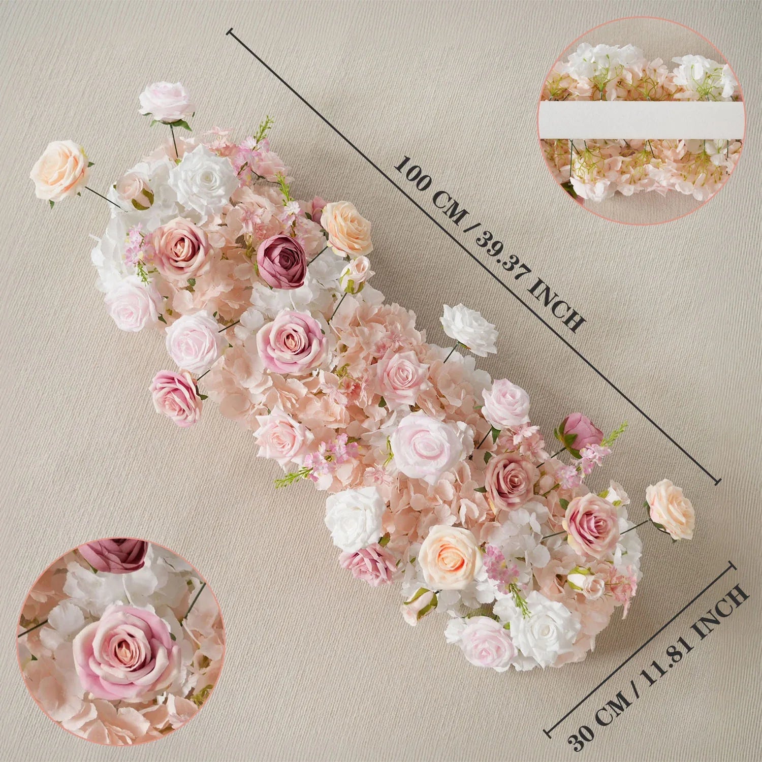 Uflower Pink Rose Sofa Table Runner Floor Flower Arrangement MC80024 - Uflower